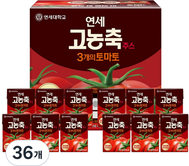 연세우유 고농축주스 3개의 토마토, 36개, 120ml