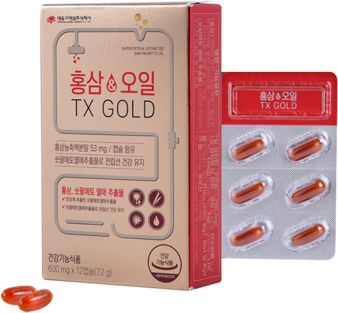대동고려삼 홍삼오일 티엑스골드 TX GOLD 체험판 7.2g, 1개, 12정
