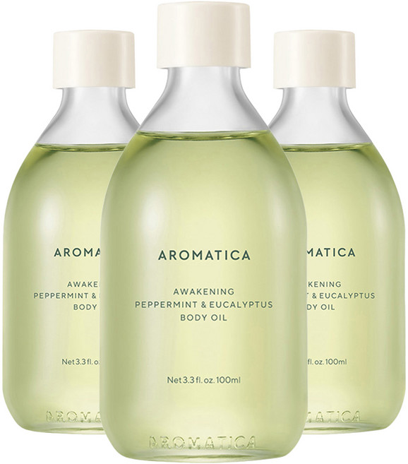 아로마티카 어웨이크닝 바디오일 페퍼민트 앤 유칼립투스, 100ml, 3개