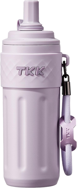 TKK 律動吸管杯 316不鏽鋼 x 陶瓷噴塗保溫杯 附手提繩, 風信紫, 500ml, 1個