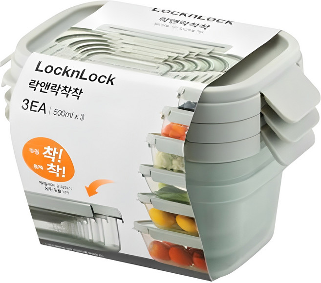 락앤락 착착 밀폐용기, 1세트, 500ml(3P)