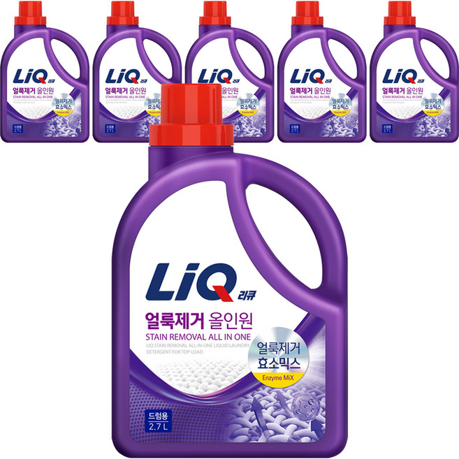 리큐 얼룩제거 올인원 액상세제 드럼용 본품, 2.7L, 6개