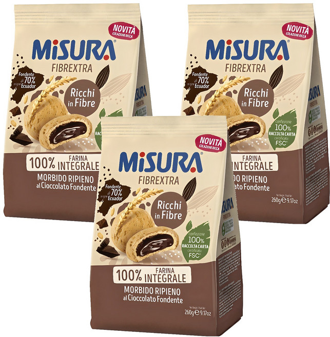 MiSURA 巧克力全麥餅乾, 3套, 260g