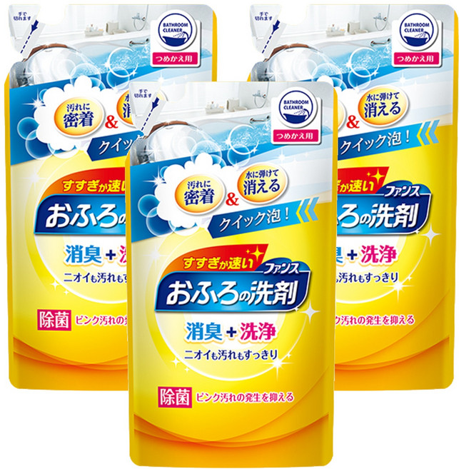 第一石鹼 FUNS 浴室去垢抑菌清潔泡沫噴霧 補充包 橘子薄荷香, 330ml, 3包
