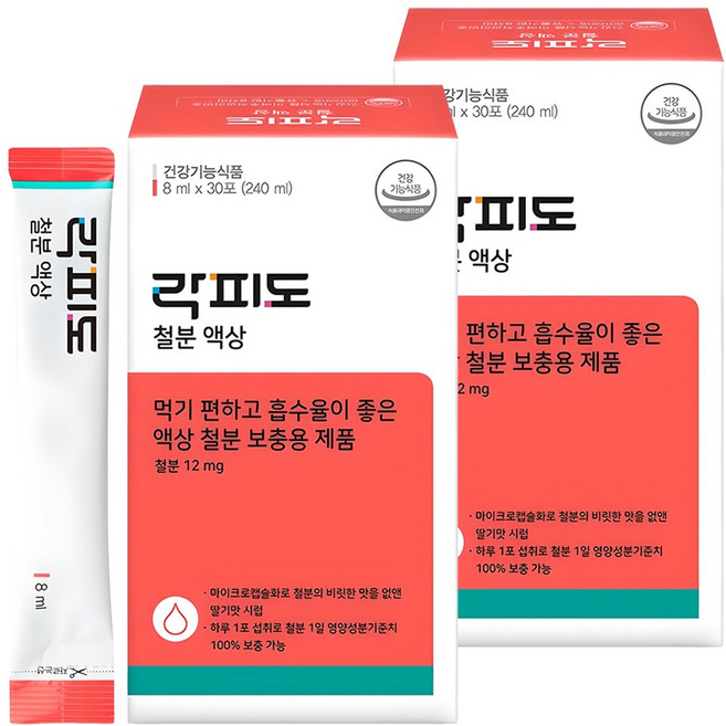락피도 정품 철분 액상 30포, 240ml, 2개