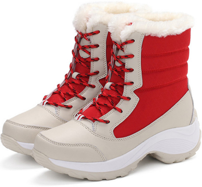 女款休閒保暖皮革毛絨雪靴 JJ_54