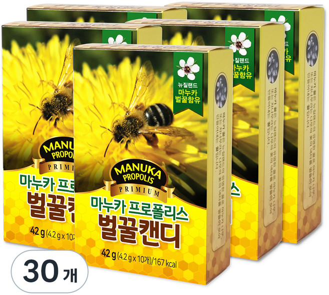 마누카 프로폴리스 벌꿀 캔디, 42g, 30개
