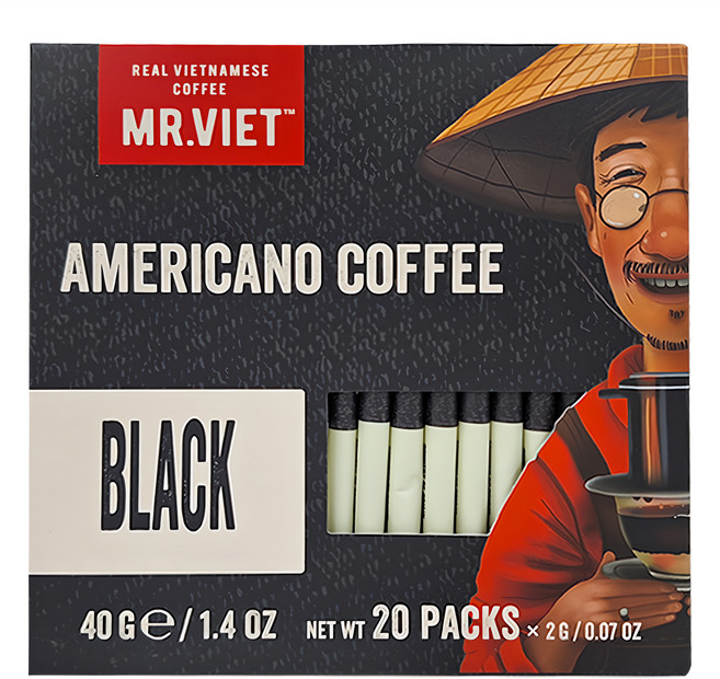 MR.VIET 即溶黑咖啡粉, 40g, 1盒, 即溶粉末