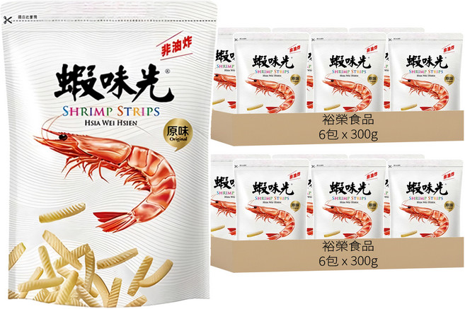 裕榮食品 蝦味先 原味 口感酥脆 蝦味濃郁 非油炸, 300g, 12包
