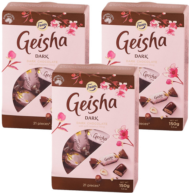 GEISHA 파제르 헤이즐넛 필링 다크 초콜릿, 150g, 3개