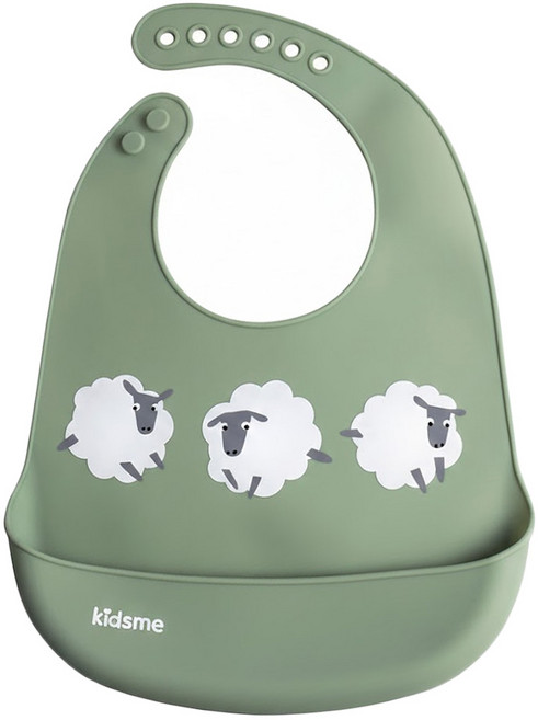 kidsme 矽膠圍兜 食品級矽膠 軟式防水圍兜, 柚子綠, 1件, 1件