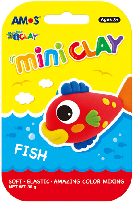 AMOS 阿摩司 4色迷你主題黏土 Set DIY超輕黏土, 小魚, 30g, 1組