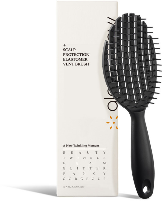 글로스앤글로우 저자극 두피보호 쓰담 브러쉬, 블랙, 1개