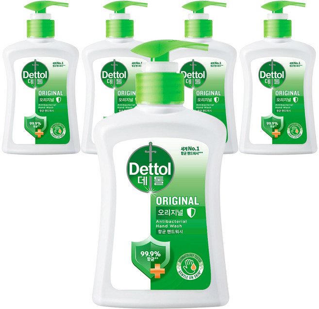 데톨 핸드워시 오리지널 본품, 250g, 250ml, 5개