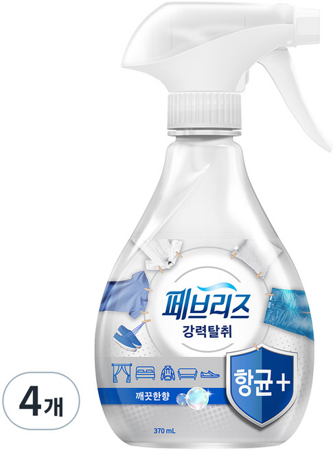 페브리즈 항균플러스 섬유탈취제 본품, 370ml, 4개