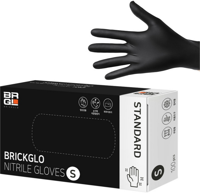 브릭글로 스탠다드 니트릴장갑 100p, 블랙, S, 1개