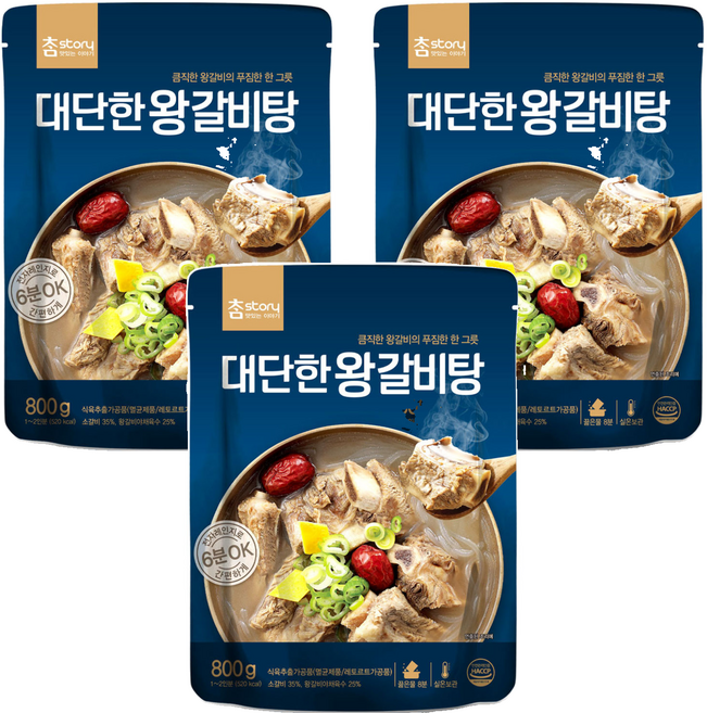 참스토리 대단한 왕갈비탕, 800g, 3개