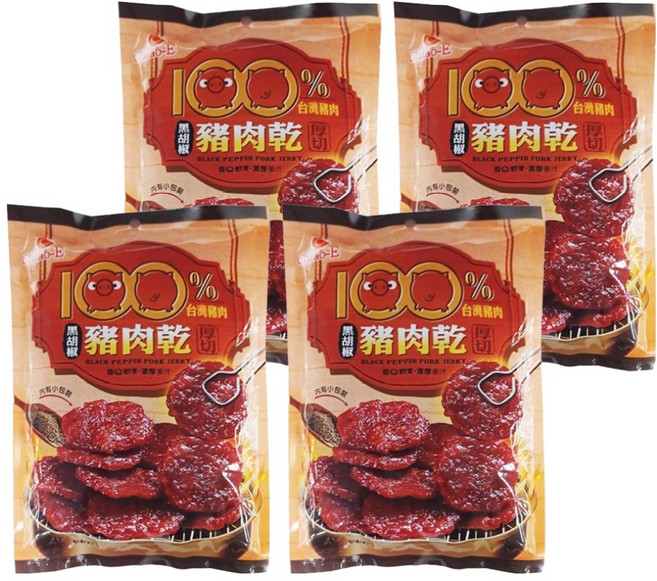 Chiao-E 巧益 厚切黑胡椒豬肉乾, 120g, 4包