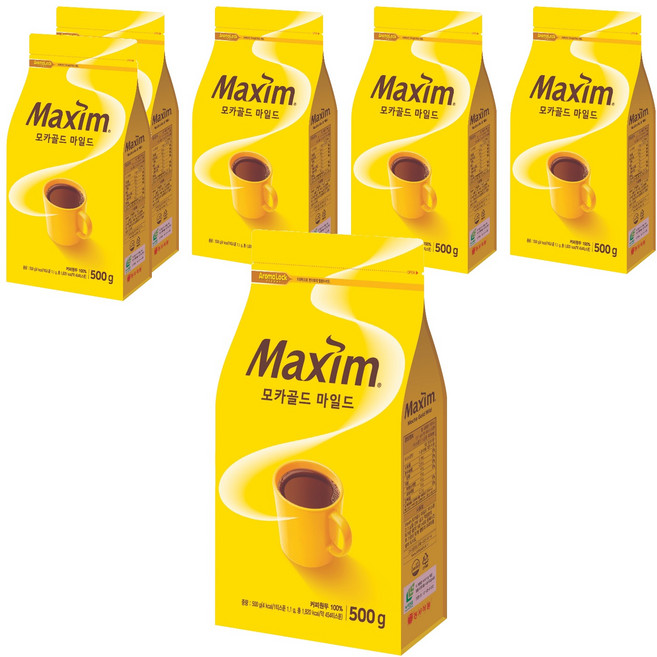 맥심 모카골드 마일드 원두커피, 500g, 1개입, 6개
