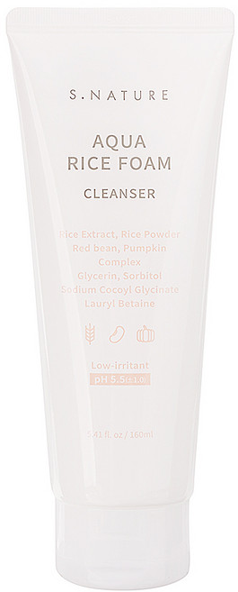 에스네이처 아쿠아 라이스 약산성 클렌징폼, 160ml, 1개