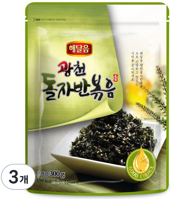 해달음 광천 조미김 돌자반볶음, 300g, 3개