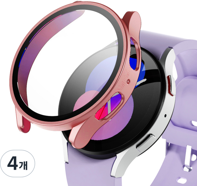 아이엠듀 스마트워치 강화유리 풀커버 케이스 하이브리드, 로즈 핑크, 4개
