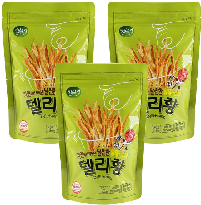 바다소리 델리황 오리지널뉴 어포스낵, 30g, 3개