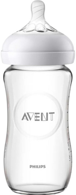 PHILIPS 飛利浦 AVENT 新安怡 親乳感玻璃防脹氣奶瓶 0歲以上, Clear, 240ml, 1個
