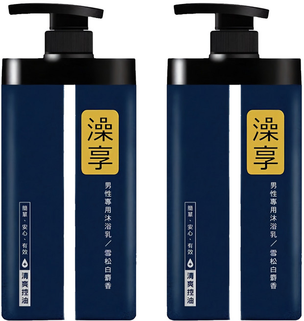 澡享 男性專用沐浴乳 雪松白麝香 簡單配方 自然香氣 控油調理, 1kg, 2瓶