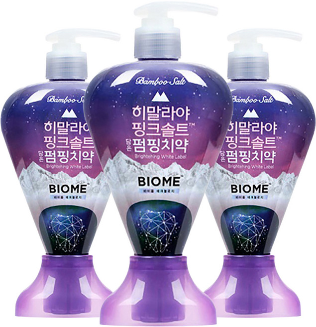 히말라야핑크솔트 바이옴 구취전문 펌핑치약, 285g, 3개