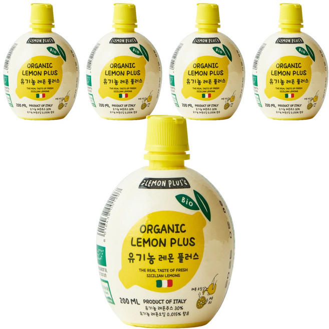 유로푸드 유기농 레몬 플러스 주스, 200ml, 5개