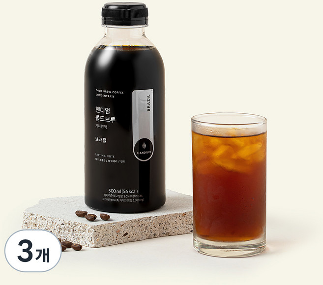 핸디엄 콜드브루 커피원액 브라질, 500ml, 3개