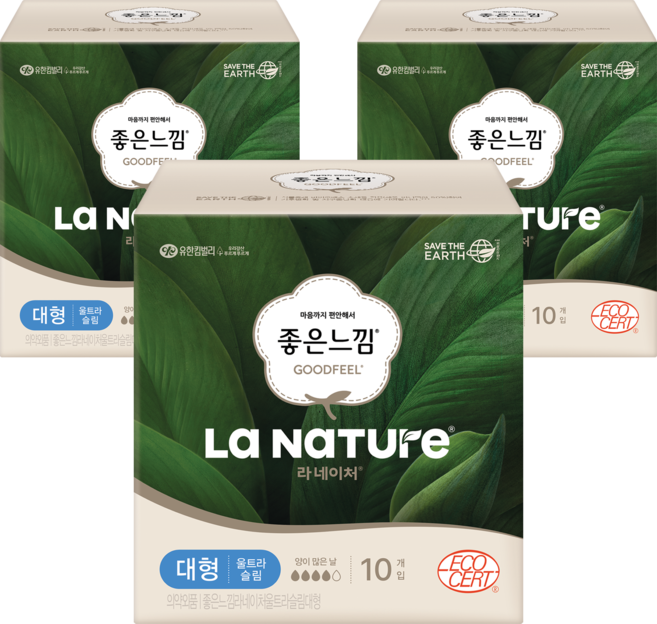 라네이처 울트라 생리대 날개형, 대형, 10개입, 3개