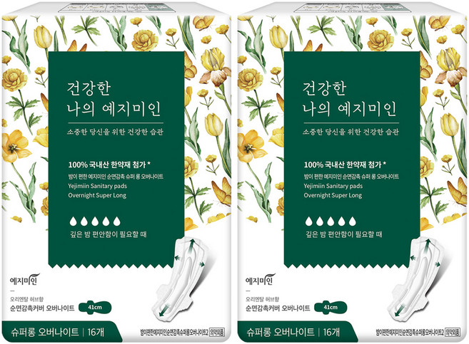 예지미인 건강한 나의 예지미인 슈퍼롱 오버나이트, 16매입, 2개