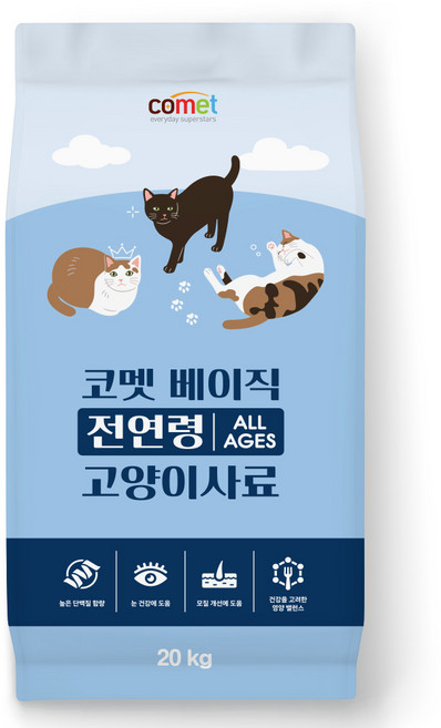 코멧 베이직 전연령 고양이 사료, 20kg, 1개, 닭