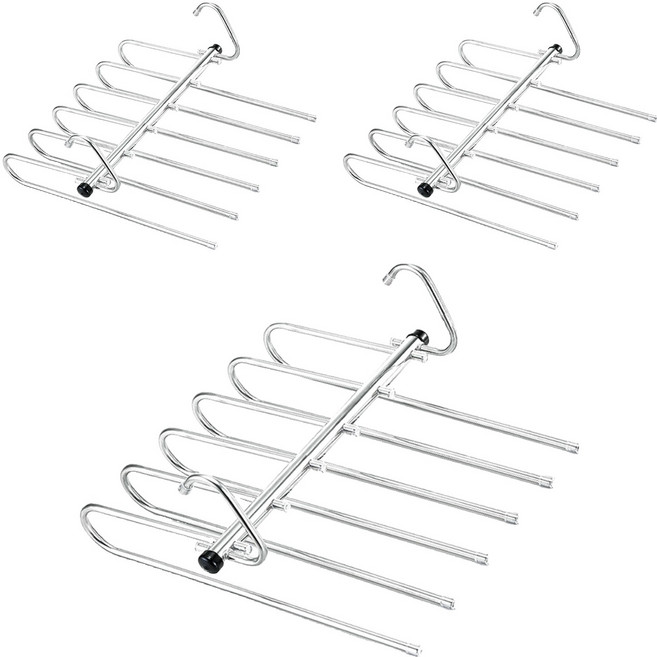 한봄누리 공간 절약 다용도 바지걸이 올스텐 행거 6단, 실버, 3개
