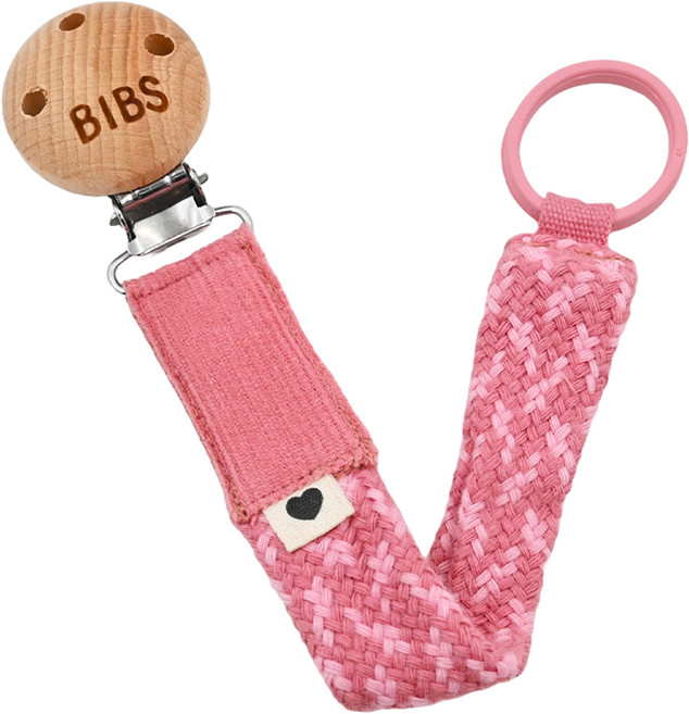 BIBS 有機棉奶嘴鏈 Paci Braid 系列, 霧粉色, 1條