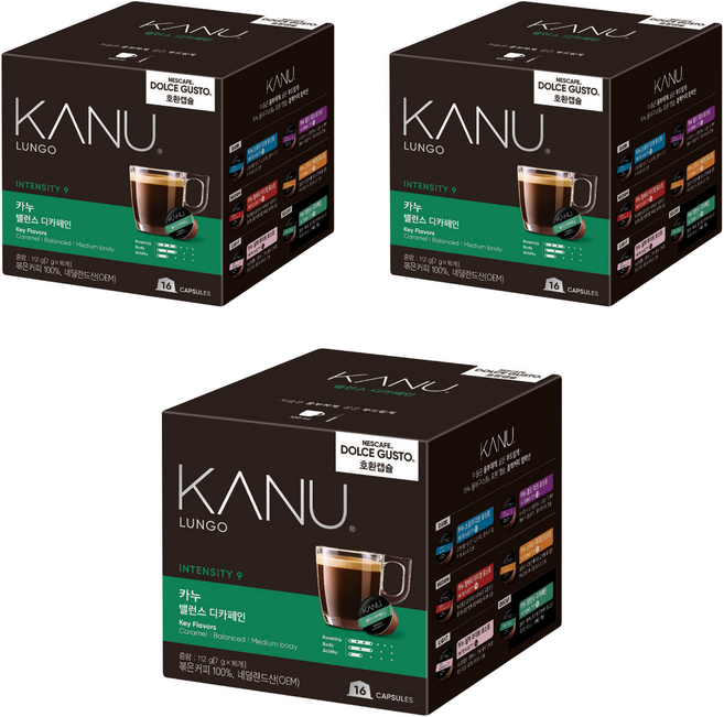 카누 밸런스 디카페인 돌체구스토 호환 캡슐커피, 7g, 16개입, 3개