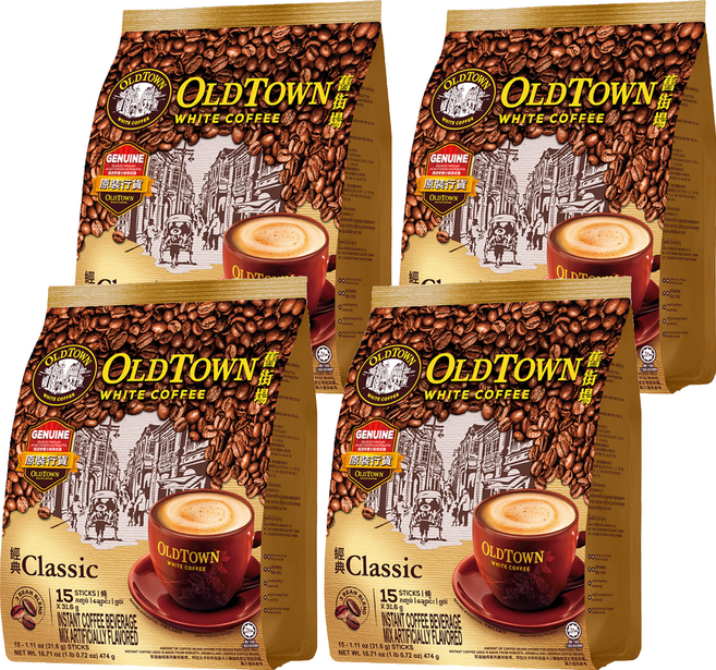 OLDTOWN WHITE COFFEE 舊街場白咖啡 3合1經典白咖啡, 31.6g, 15條, 4袋