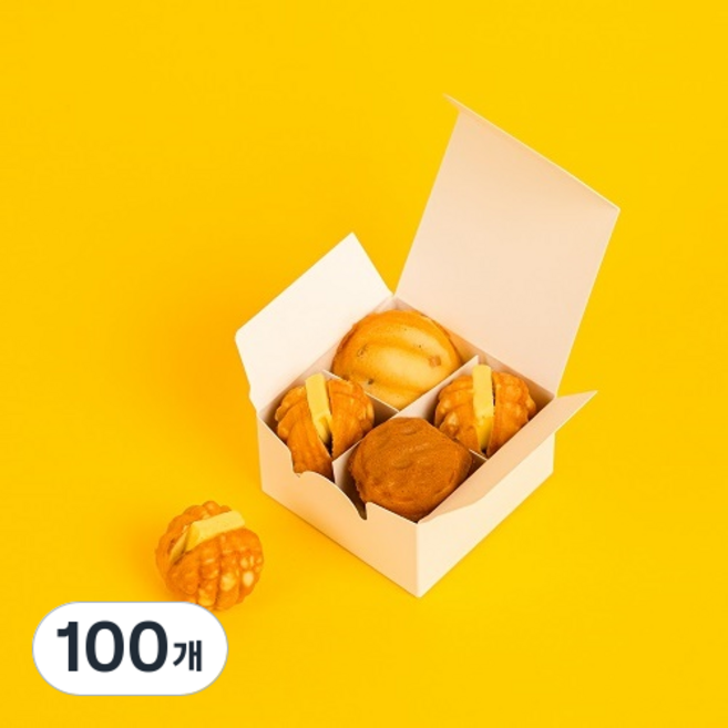 메이크팩 호두과자 4구 포장상자, 화이트, 100개