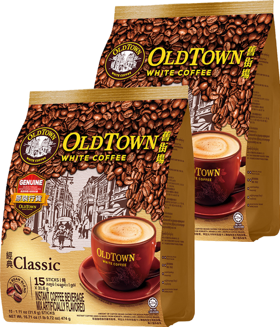 OLDTOWN WHITE COFFEE 舊街場白咖啡 3合1經典白咖啡, 31.6g, 15條, 2袋