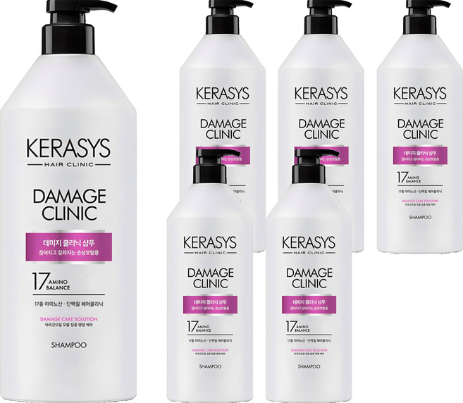 케라시스 데미지 클리닉 손상케어 단백질 샴푸 플로럴파우더향, 980ml, 6개