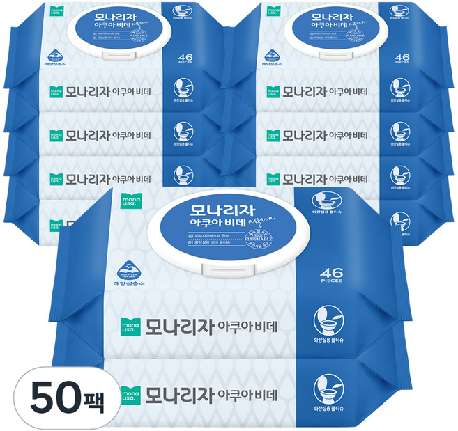 모나리자 아쿠아 비데 물티슈 캡형, 46개입, 50개