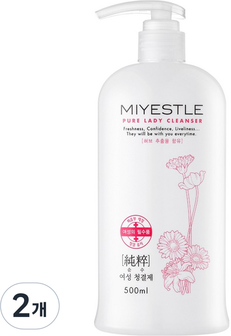 미에뜰 약산성 순수 여성청결제, 500ml, 2개