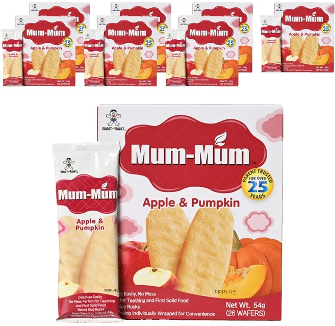 멈멈 신형 유아쌀과자 13p, 혼합맛(사과/호박), 54g, 8개 - 쿠팡