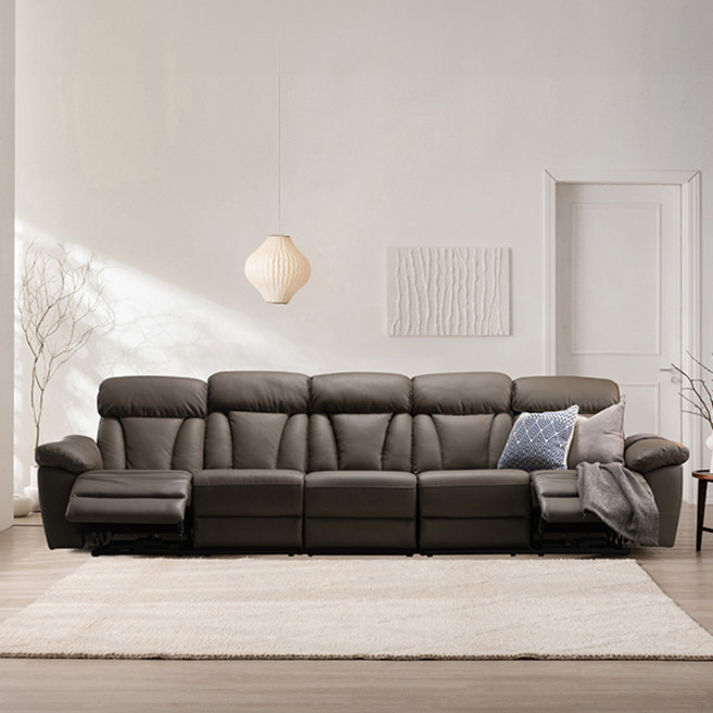 삼익가구 크루즈 USB 6인용 전동 리클라이너 양방향 가죽소파 방문설치, 머드그레이