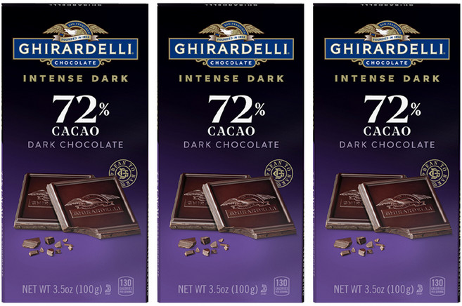 기라델리 인텐스다크 카카오 72%, 100g, 3개