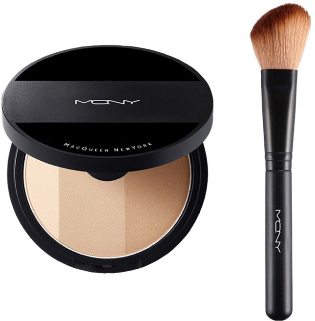 MACQUEEN NEWYORK 3色修容盤(附修容刷) 9g, 米棕色, 1組