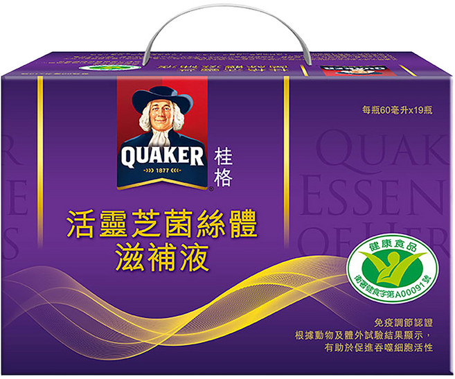 QUAKER 桂格 活靈芝菌絲體滋補液禮盒, 19瓶, 60ml, 1盒