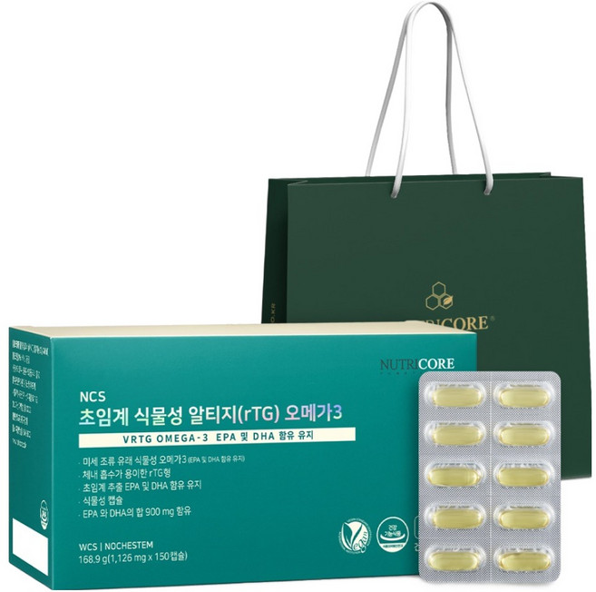 뉴트리코어 NCS 초임계 식물성 알티지 오메가3 + 쇼핑백, 150정, 1개